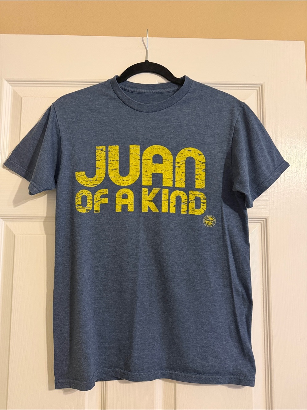 Juan of a Kind Graphic Tee Shirt Short Sleeve Blue and Yellow